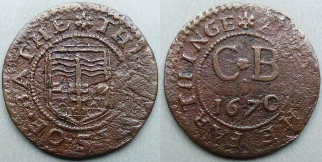 Bath, city issue 1670 farthing N3948